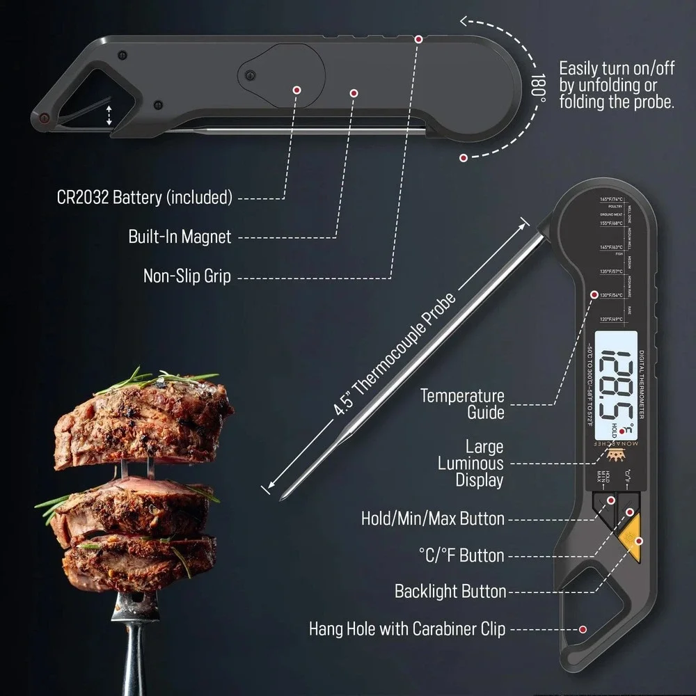 Instant Read Meat Thermometer Digital BBQ Grill Smoker‎ Probe Thermo Works